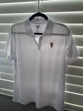 Antigua women’s White Polo Shirt with ASU Logo
